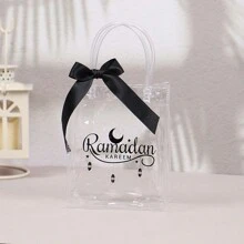 5 sztuk Eid Mubarak torba prezentowa Ramadan Kareem woreczek z tworzywa sztucznego woreczek na ciasteczka i cukierki muzułmańskie islamskie artykuły dekoracyjne na imprezę Ramadan