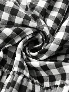 Women Plaid Skirt, Flattering, Elegant & Versatile - Black and White - View 4