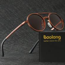 Óculos de sol masculinos Baolang de ponte dupla, redondos, casuais e de negócios, óculos esportivos de ciclismo ao ar livre, direção, pesca, óculos ciberpunk para festas, embalagem em caixa de presente, presente de férias para praia, verão, ao ar livre e viagens.