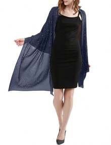 Sequin Shawls & Wraps For Women - Formal Cover Up For Weddings & Evening Occasions - Navy - View 4