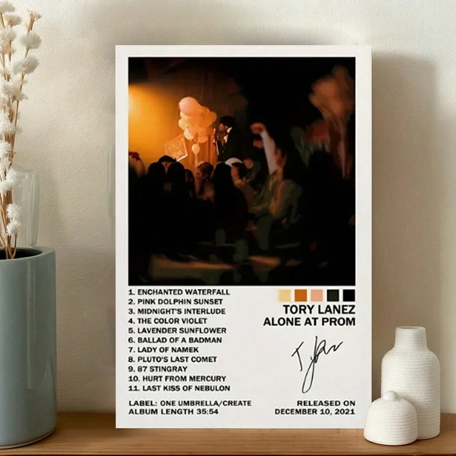 Framed Tory Lanez "Alone At Prom" Album Cover Canvas Art Poster, Decorative Music Wall Art For Living Room Bedroom, Musician Gift Canvas Print - 裱框 - 查看 1