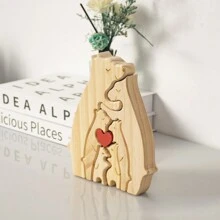Bear Family Theme Wooden Art Puzzle Bears Cute Animal Family Wooden Statue Wooden Bear Puzzle Shower Gift Mother's Day Gift - Winter, New Year Birthday - Wood Color - View 11