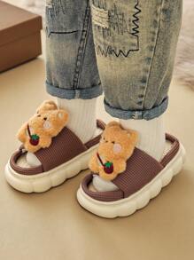 Kids Linen Slippers, Indoor/Outdoor Breathable Lightweight Slides For Boys & Girls, Spring/Summer