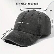 1 pièce Casquette de baseball unisexe minimaliste avec impression de lettre lavée vintage, chapeau de protection solaire mode pour extérieur, taille réglable, convient pour le port casual en toutes saisons - A - Voir 5