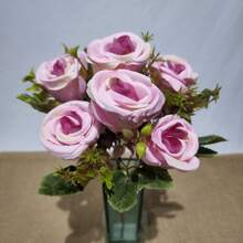 Artificial Button Bouquet With 7 Flowers For Party, Wedding, Home And Photo Decoration - Berwarna merah muda - View 4