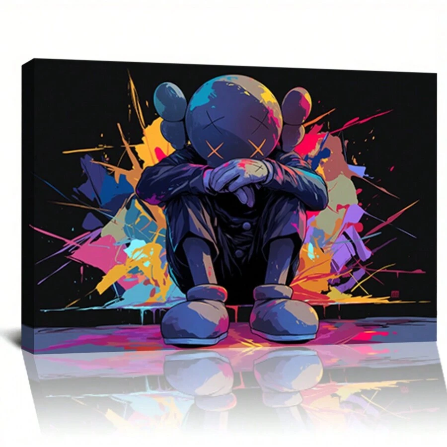 Framed-KAW Creative Graffiti Canvas, Street Culture Style Poster, Suitable For Teen Room, Bedroom, Dining Room, Living Room, Office, And Other Wall Decorations