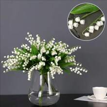 10 peças de flores artificiais de lírio do vale - decoração de plástico para casa adequada para todas as estações, ótima para o dia dos namorados, Páscoa, Ação de Graças - aplicável para vários tipos de quartos, arco de casamento e decoração de mesa, adereços de fotografia, buquê de noiva sem recipiente