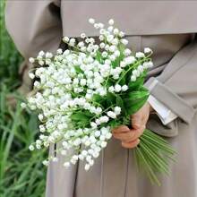 10 peças de flores artificiais de lírio do vale - decoração de plástico para casa adequada para todas as estações, ótima para o dia dos namorados, Páscoa, Ação de Graças - aplicável para vários tipos de quartos, arco de casamento e decoração de mesa, adereços de fotografia, buquê de noiva sem recipiente