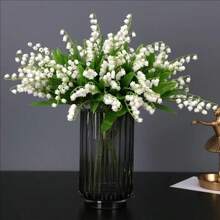 10 peças de flores artificiais de lírio do vale - decoração de plástico para casa adequada para todas as estações, ótima para o dia dos namorados, Páscoa, Ação de Graças - aplicável para vários tipos de quartos, arco de casamento e decoração de mesa, adereços de fotografia, buquê de noiva sem recipiente