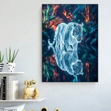 Bộ tranh đính đá 5D - Hổ phát sáng, kích thước 29.97x29.97cm, không khung, tự làm thủ công, bao gồm đá đính tròn và vuông, vải canvas acrylic, phù hợp cho người mới bắt đầu và người lớn, lý tưởng để trang trí nhà cửa và văn phòng, món quà Giáng sinh hoàn hảo. - Nhiều màu - Xem 6
