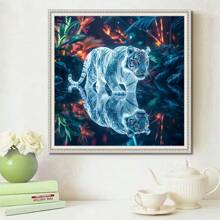 Bộ tranh đính đá 5D - Hổ phát sáng, kích thước 29.97x29.97cm, không khung, tự làm thủ công, bao gồm đá đính tròn và vuông, vải canvas acrylic, phù hợp cho người mới bắt đầu và người lớn, lý tưởng để trang trí nhà cửa và văn phòng, món quà Giáng sinh hoàn hảo. - Nhiều màu - Xem 5