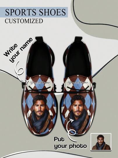 Mocasines ligeros personalizados con calcado suave y cómodo para hombre, con foto y nombre personalizados, ideales para primavera y verano, regalo personalizado para San Valentín