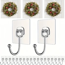 27,22 lb Transparante Bloemenkrans Hanghaak Voor Pasen, Halloween Decoratie, Zelfklevende Muurbevestiging Kranshanger (10st)