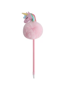 1pc Cartoon Unicorn Plush Ball Pen, Cute Fluffy DIY Stationery Pen For Girls, Student School Reward Gift (Random Style) - Multicolor - View 9