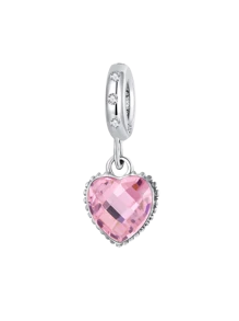 1 PC Silver Plated Red Pink Blue Purple Green White Heart Series Beads Pendant Charm Pendant Ball Suitable For Bracelets DIY Women's Jewelry - Silver - View 16