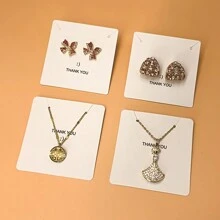 KMEOSCH 50/100 unidades Tarjetas para Aretes, Tarjetas Portadoras de Aretes de 2.36 in x 2.36 in con Etiquetas Colgantes de Agradecimiento, Etiquetas en Blanco para Aretes para Venta, Artesanía DIY de Joyería Colgante