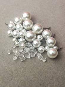 24pcs/Set Faux Pearl Stud Earrings, Simple And Fashionable Everyday Accessory For Women