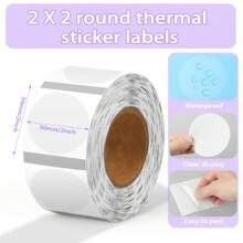 Transparent Circle Thermal Label Stickers 2 Inch Round Printable Clear Stickers, Self-Adhesive Thermal Labels Roll For Decor, Home Storage, Thanks Card, Gift Box, Custom Logo Design