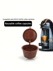 1/3/5PCS Brown Reusable Coffee Capsule Mug, Compatible With Refillable, Refill Coffee Accessories, Coffee Filter, Plastic Cups, And Compatible Stainless Steel Enjoy Coffee With Nescafe Machine Coffee Pod Refillable Coffee Filters Reusable Coffee Capsule Holder Coffee Capsules Back To School - Multicolor - View 9