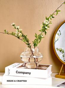 1 pieza Florero de vidrio transparente y colorido con forma de hongo y platillo volante de 4.4*3.5/4.4*4.6, decoración de hongo de vidrio divertida y acogedora para interiores/exteriores, florero de vidrio hecho a mano y creativo para arreglos florales, decoración de mesa del hogar - Multicolor - Ver 9