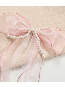 1pc/2pcs Pearl Bow Curtain Tiebacks, Pastoral Style Decorative Pearl Bow Pins