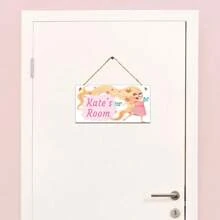 1Pc No Lanyard Cute Cartoon Princess Customized Name Wall Hanging Sign For Home Art Decor Personalized Art Plaque Bedroom Decor,A Gift For A Girl