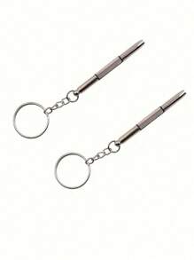 2 件迷你眼镜螺丝刀，多功能眼镜螺丝刀维修套件，带钥匙扣的螺丝刀，便携式手动工具，颜色随机