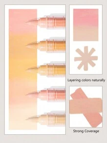 Marker pentru pictură acrilică, 24 de tonuri de piele și 24 de culori de macaroon, 24 de bucăți Marker acrilic lichid cu vârf moale, perii de artă impermeabile pentru stratificarea culorilor, lățimea pensulei de 1-5 mm, satisface nevoile personalului profesionist al desenului manual, potrivit pentru carton, Ceramica, Sticla, Plastic, Metal, Lemn Si Pther Suprafețele, acoperire puternică, culorile pot fi stivuite, rechizite școlare și de artă - Multicolor - Vizualizare 5