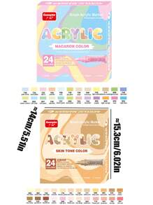 Marker pentru pictură acrilică, 24 de tonuri de piele și 24 de culori de macaroon, 24 de bucăți Marker acrilic lichid cu vârf moale, perii de artă impermeabile pentru stratificarea culorilor, lățimea pensulei de 1-5 mm, satisface nevoile personalului profesionist al desenului manual, potrivit pentru carton, Ceramica, Sticla, Plastic, Metal, Lemn Si Pther Suprafețele, acoperire puternică, culorile pot fi stivuite, rechizite școlare și de artă - Multicolor - Vizualizare 10