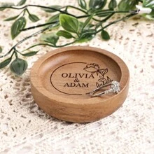 Valentine's Day Gift For Her,Valentines Decorations(For Home), Valentine's Day Decor,Gift For Girlfriend,Gift For Wife,Personalized Wooden Ring Dish, Custom Round Wood Ring Dish, Engagement Ring Holder, Wedding Gift For Couple, Round Jewelry Tray