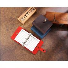 Cuaderno de A9, planificador recargable hecho a mano con anillas, mini libreta de hojas sueltas de piel vintage con 3 anillas, cubierta de piel personalizada - Multicolor - Ver 6