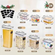 Storage Containers With Lids Airtight Storage Box: 24-Piece Storage Box Kitchen Set For Flour Cereal Spaghetti - màu đen - Xem 4