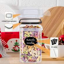 Storage Containers With Lids Airtight Storage Box: 24-Piece Storage Box Kitchen Set For Flour Cereal Spaghetti - màu đen - Xem 2