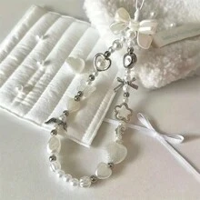 流行巴洛克仿珍珠链和珠子甜美手机挂绳、相机和腕带礼物，适合送给母亲、家人、朋友、生日、节日的手机挂饰、手机链