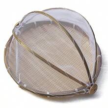 1 pieza Cubierta de red para alimentos, cesta de almacenamiento tejida a mano, bandeja de cesta tipo carpa, cesta para fruta, verdura, pan, ambiente simple, cesta de malla para picnic - Negro - Ver 6