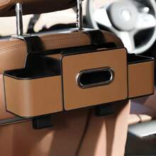 1 Peça Organizador Multiuso de Assento de Carro com Porta-lenços, Prateleira de Armazenamento de Veículo de Plástico ABS para o Banco Traseiro com Ganchos, Conveniente para o Motorista e o Passageiro