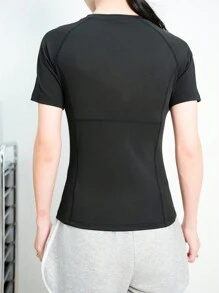 女士运动透气速干短袖 T 恤、修身瑜伽健身 T 恤、户外跑步纯色百搭上衣