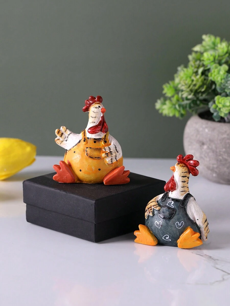 1pc Resin Creative Easter Chicken Figurine, Home Decor, Holiday Decoration, Living Room, Bedroom, Study, TV Cabinet, Dining Table Ornament Gifts Birthday Graduation - Multicolor - View 1