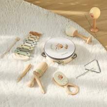 Infant & Toddler Musical Cognitive Stimulating Toy Set - Squirrel Printed Wooden Music Toy, Sensory Training, Coordination Development, Gentle Colors, Suitable For Boys And Girls