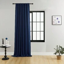 1 件或 2 件可选，围兜式窗帘布，杆袋式窗帘，夹式设计，遮光纯色隔热窗帘，用于房间遮光节能，适用于客厅、办公室、厨房、卧室窗户 - 藏蓝色 - 查看 43
