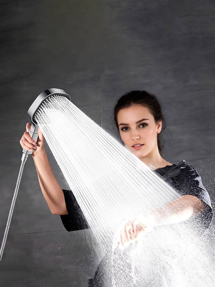Juego de ducha de mano cuadrada (cabezal de ducha/manguera/soporte), con efecto de aumento potente y gran caudal de agua, adecuado para ducha de baño doméstico y suministro de agua caliente - Multicolor - Añade 1