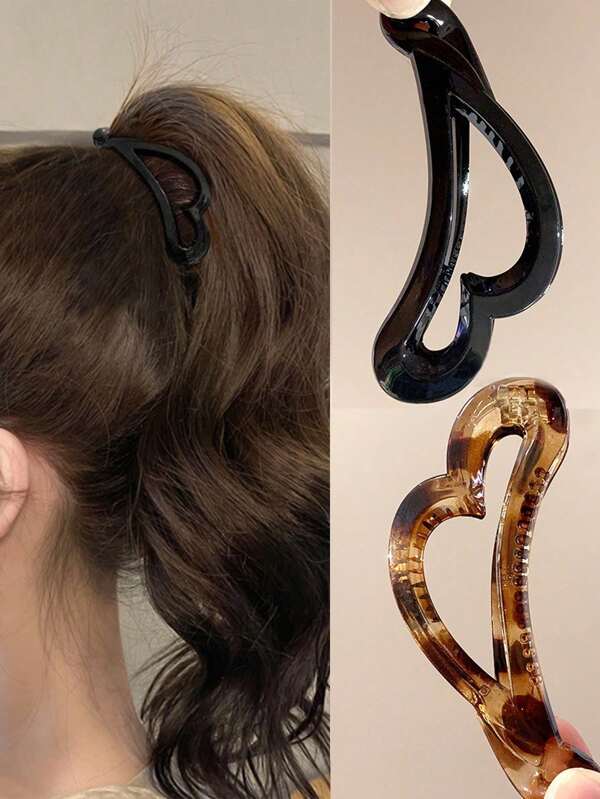 2pcs/1pc Glossy Banana Shape Hair Clips For Ponytail, Hair Accessories For Women,Banana Clip Claw Clips Hair Claws Hair Barrettes, School Stuff