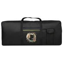 1 bolso de teclado de instrumento con estampado floral y letras, bolso protector de almacenamiento para teclado portátil a prueba de agua, con asa de transporte, funda anti-golpes para piano electrónico, ideal para viajes y almacenamiento en el hogar, de 61 teclas, con bolsillos dobles y protección completa contra el polvo