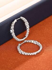 1 Pair Gorgeous Cubic Zirconia Hoop Earrings For Women For Wedding Engagement Anniversary Party Jewelry Valentine's Day Gift,Mom,Mother,Mother's Day,Gift - 1# - View 9