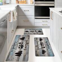 1 件柔软毛绒表面地垫，家居、房间、浴室、厨房装饰，抗疲劳地毯，带木纹、露营车和树木图案，经典简约风格，舒适的表面，放松双脚，缓解疲劳，女士情人节礼物生日男朋友女朋友家居浴室装饰地毯户外地毯门垫秋季装饰浴室配件返校入口装饰 - 彩色 - 查看 6