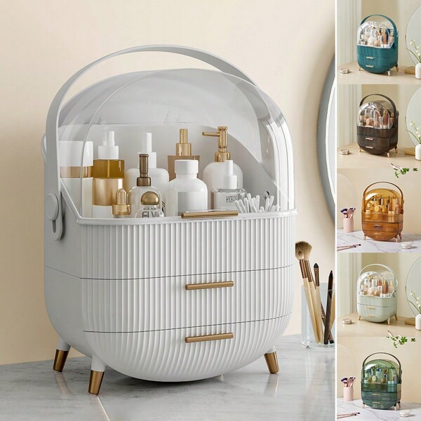 Living And Home Women's Fashion Makeup Storage Box,Makeup Storage Case,Dust-Proof Waterproof Multi-Function Cosmetic Storage Organizer,Makeup Organizer, Makeup Storage Organizer,Jewelry Organizer Case,Large Capacity Makeup Organiser Storage Display Case For Makeup Brushes, Lipsticks, Jewelry, Skincare, Desktop Storage