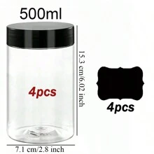 4pcs 7cm Dia. Plastic Storage Jars Lids, Paint/Cream/Mask Divider Bottles, PET Clear Sampling Cosmetic Containers, Includes 4pcs Reusable Black Label Stickers