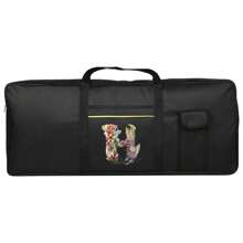 1 bolso de teclado de instrumento con estampado floral y letras, bolso protector de almacenamiento para teclado portátil a prueba de agua, con asa de transporte, funda anti-golpes para piano electrónico, ideal para viajes y almacenamiento en el hogar, de 61 teclas, con bolsillos dobles y protección completa contra el polvo
