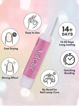 超强力指甲胶水 – 持久粘合剂，适用于亚克力指甲、按压式指甲和假指甲，2克速干指甲贴片粘合剂（5-1000片装）