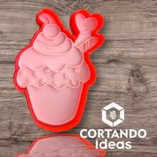 Cortador para galleta con sello en forma de cup cake - Multicolor - Ver 1